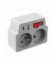 Rozgałęźnik elektryczny z włącznikiem, 2 gniazda z uziemieniem + USB C + USB A, biało-szary DPM P905