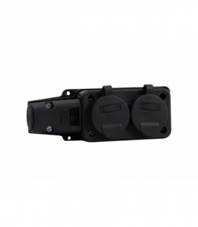 Listwa przedłużacza, warsztatowa, gumowa 2x230V 16A IP54 czarna F-Elektro F6.0371