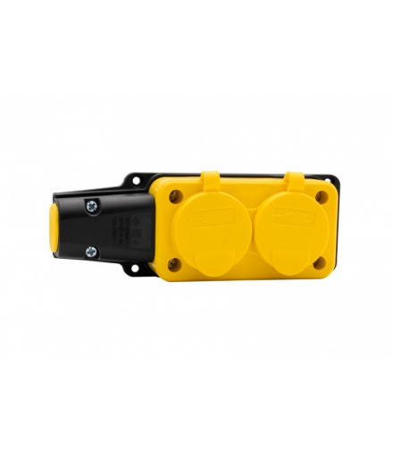 Listwa przedłużacza, warsztatowa, gumowa 2x230V 16A IP54 żółta F-Elektro F6.0482
