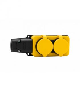 Listwa przedłużacza, warsztatowa, gumowa 2x230V 16A IP54 SCHUKO żółta F-Elektro F6.0400