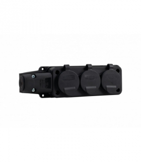 Listwa przedłużacza, warsztatowa, gumowa 3x230V 16A IP54 czarna F-Elektro F6.0372