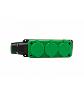 Listwa przedłużacza, warsztatowa, gumowa 3x230V 16A IP54 SCHUKO zielona F-Elektro F6.0492