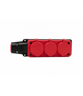 Listwa przedłużacza, warsztatowa, gumowa 3x230V 16A IP54 czerwona F-Elektro F6.0488