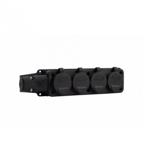 Listwa przedłużacza, warsztatowa, gumowa 4x230V 16A IP54 SCHUKO czarna F-Elektro F6.0398