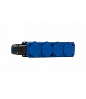 Listwa przedłużacza, warsztatowa, gumowa 4x230V 16A IP54 SCHUKO niebieska F-Elektro F6.0403