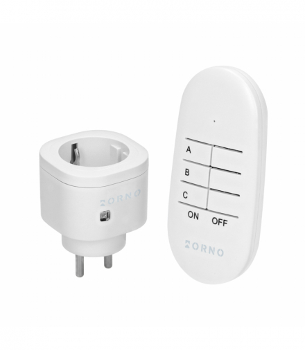 Bezprzewodowe gniazdo mini sterowane pilotem 1+1, wersja Schuko Orno OR-GB-461(GS)