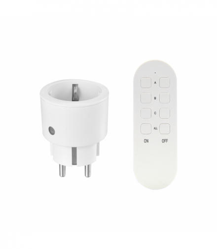 Zestaw bezprzewodowych gniazd MINI Schuko, sterowanych pilotem 1+1, 2300W Orno RS-10(GS)