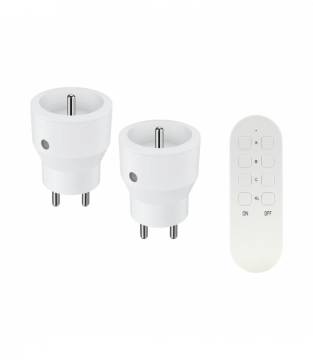 Zestaw bezprzewodowych gniazd MINI, sterowanych pilotem 2+1, 2300W Orno RS-9