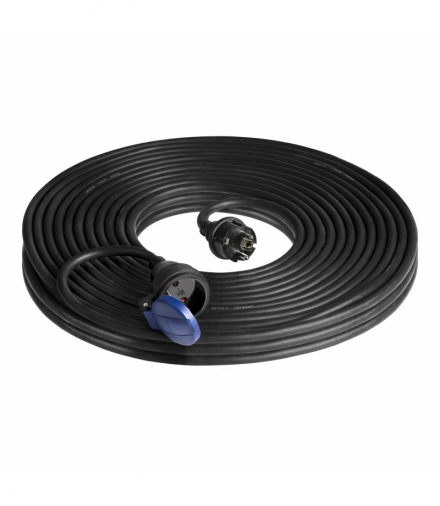 Gumowy przedłużacz warsztatowy bryzgoszczelny IP44, 1x2P+Z 30m,kabel gumowy olejoodporny H07RN-F 3x1,5mm², 230VAC/16A Orno OR-AE-13290/30M