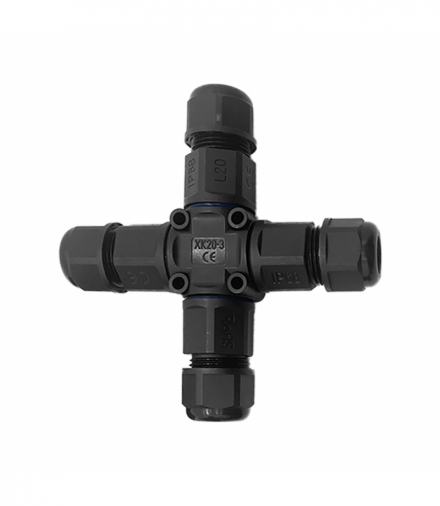 Konektor, złącze, mufa kablowa, rozdzielacz czterokrotny typu X z szybkozłączką, IP68, 3x4mm2, 400V 16A Orno OR-AE-13623
