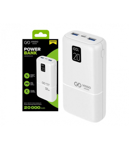 POWER BANK VIGGO PREMIUM 20000mAh QC USB-C 20W BIAŁY LTC LX032759