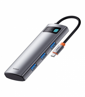 Baseus adapter HUB Joystar 7w1 PD Power Delivery, USB-C 3.0 5 Gb/s męski, HDMI 4K/30Hz żeński srebrny TFO BRA013703
