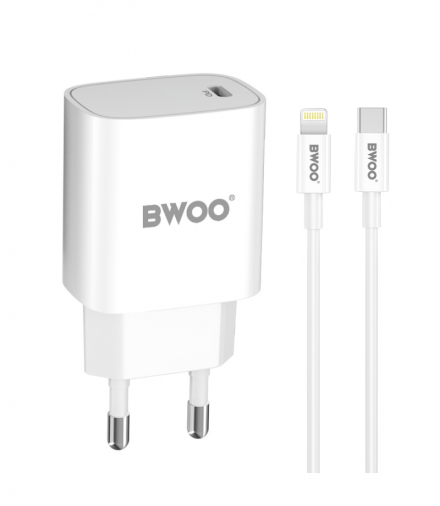 BWOO ładowarka sieciowa CDA159 20W z kablem usb-c na lightning TFO GSM183275