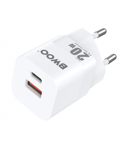 BWOO ładowarka sieciowa CDA156 20W mini wall charger USB-C, USB-A TFO GSM183268