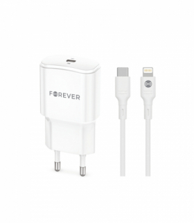 Forever ładowarka sieciowa PD QC TC-01-20C 1x USB-C 20W biała + kabel USB-C - Lightning 20W TFO GSM180748