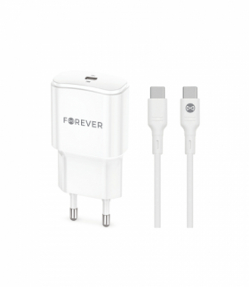 Forever ładowarka sieciowa PD QC TC-01-20C 1x USB-C 20W biała + kabel USB-C - USB-C 20W TFO GSM180746