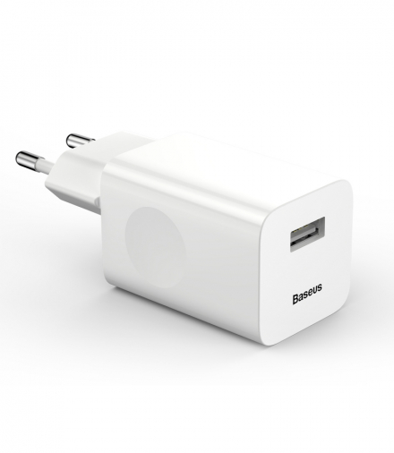 Baseus ładowarka sieciowa QC 3.0 1x USB 3A biała TFO BRA006976