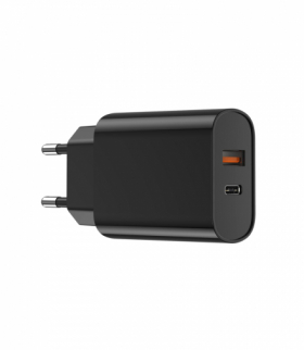 WIWU ładowarka sieciowa Wi-U002 PD + QC 20W 1x USB 1x USB-C czarna TFO GSM176142
