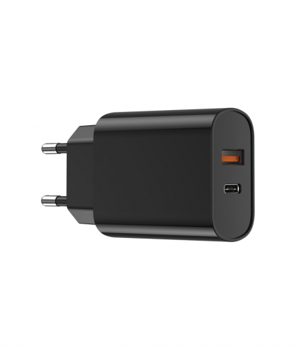 WIWU ładowarka sieciowa Wi-U002 PD + QC 20W 1x USB 1x USB-C czarna TFO GSM176142