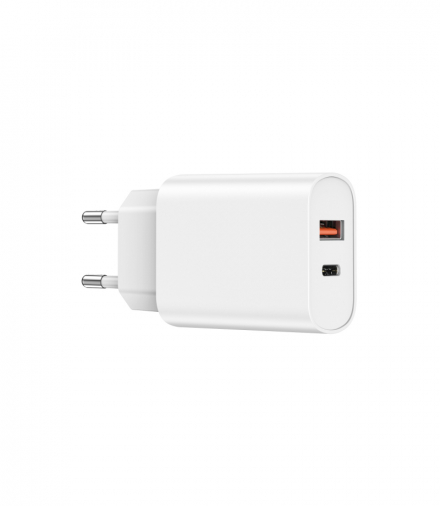 WIWU ładowarka sieciowa Wi-U002 PD + QC 20W 1x USB 1x USB-C biała TFO GSM174818