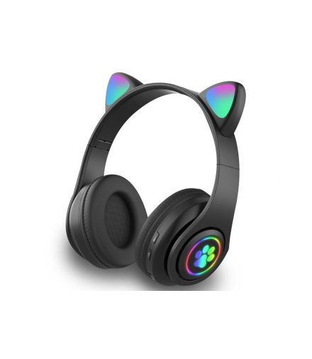 Słuchawki dziecięce RGB z uszkami, czarne LAMEX LXUM1B
