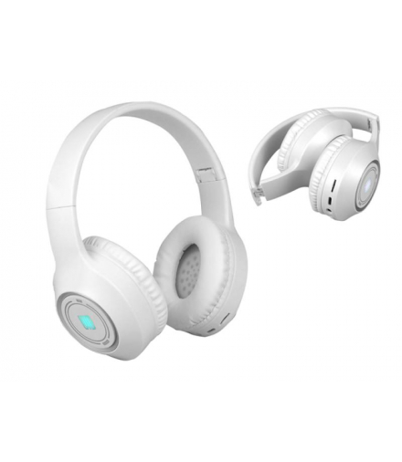 Słuchawki bluetooth z podświetleniem RGB UID-15, AUX, akumulator 300mA, białe LX30229B