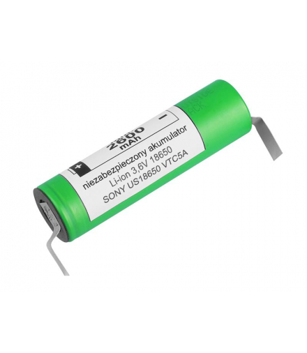 Akumulator 18650 z blaszkami Sony Murata 2600 mAh Li-ion 3.7V VTC5 LXB393
