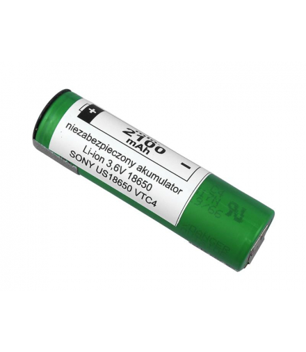 Akumulator 18650 z blaszkami Sony Murata 2100 mAh Li-ion 3.7V VTC4 LXB395