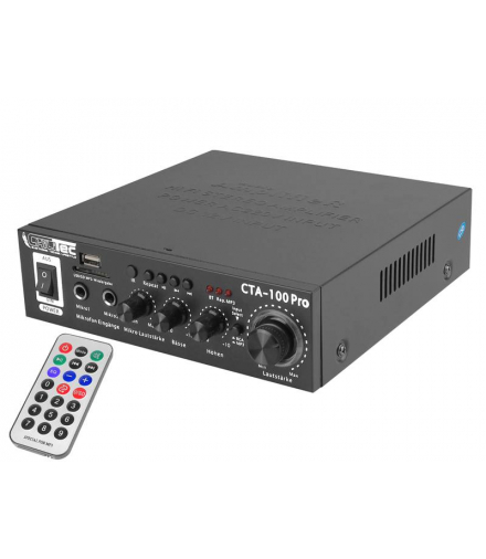 Wzmacniacz karaoke CTA-100 PRO 100W, 12VDC 3A / 230V, 8-16 Ohms, Bluetooth, USB, SD/MMC, z pilotem LAMEX LXAST272