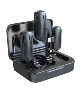 Mikrofon bezprzewodowy podwójny krawatowy, do telefonu, Kintone, USB-C, czarny Devia LXGSM184016