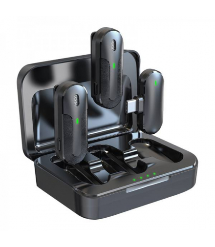 Mikrofon bezprzewodowy podwójny krawatowy, do telefonu, Kintone, USB-C, czarny Devia LXGSM184016