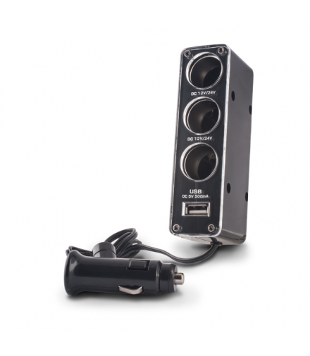 Forever rozdzielacz gniazda samochodowego CSS-03 3w1 z gniazdem 1x USB TFO GSM001530
