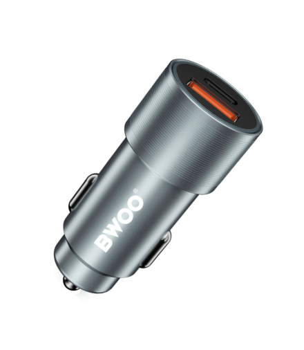 BWOO ładowarka samochodowa BO-CC73 38W fast car charger QC 18W + PD 20W, srebrna TFO GSM183278