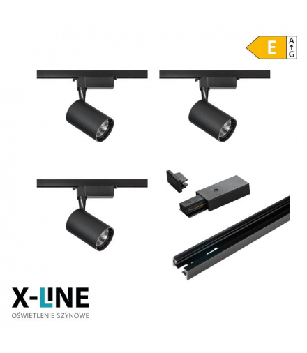 Oświetlenie szynowe - zestaw 3 x 5 W, czarny, X-LINE DPM STR-3X5B