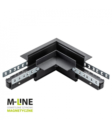 Łącznik kątowy do szyny magnetycznej, poziomy, podtynkowy, czarny, M-LINE DPM MTL-R-L-B