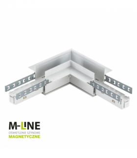 Łącznik kątowy do szyny magnetycznej, poziomy, podtynkowy, biały, M-LINE DPM MTL-R-L-W