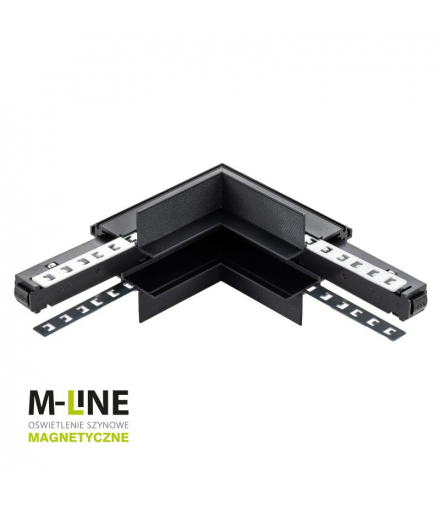 Łącznik kątowy do szyny magnetycznej, wewnętrzny, podtynkowy, czarny, M-LINE1 DPM MTL-R-IL-B