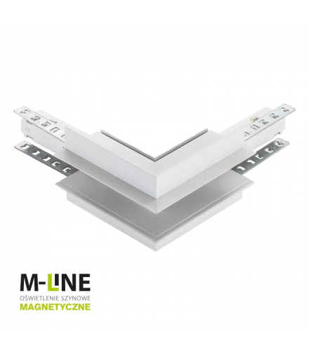 Łącznik kątowy do szyny magnetycznej, zewnętrzny, podtynkowy, biały, M-LINE DPM MTL-R-OL-W