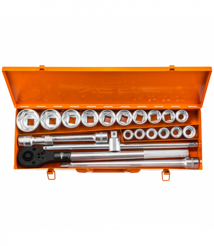 Klucze nasadowe 3/4", zestaw 21 szt. GTX NEO Tools 08-061