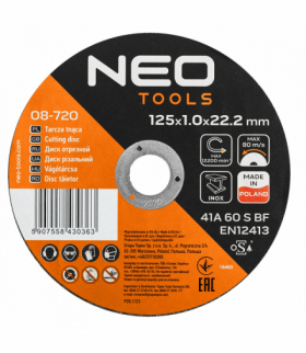 Tarcze tnące do metalu 41A 60 S BF -125 x 1,0 x 22,23 INOX, 25 sztuk w op. Wyprodukowano w Polsce GTX NEO Tools 08-720