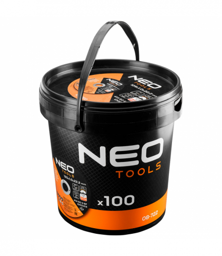 Tarcze tnące do metalu 41A 60 S BF -125x1,0x22,23 STAL/INOX, 100 sztuk w wiaderku Wyprodukowano w PL GTX NEO Tools 08-722