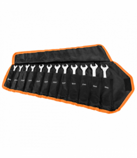 Klucze płasko oczkowe z grzechotką i przełącznikiem, zestaw 12 szt., 8 - 19 mm, miękkie etui GTX NEO Tools 09-345