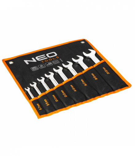 Klucze płaskie dwustronne 6-22 mm, zestaw 8 szt. GTX NEO Tools 09-851