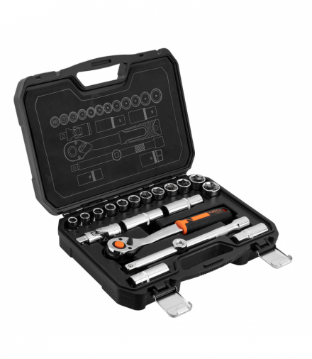 Klucze nasadowe 1/2", zestaw 20 szt., CrV GTX NEO Tools 10-032