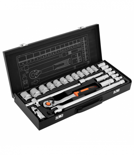 Klucze nasadowe 1/2" , zestaw 25 szt., CrV GTX NEO Tools 10-036