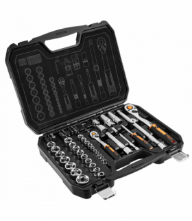 Klucze nasadowe 1/2", 1/4", zestaw 73 szt., CrV GTX NEO Tools 10-054