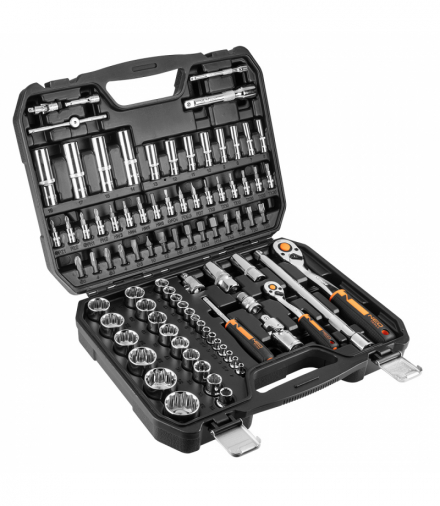 Klucze nasadowe 1/4", 1/2", zestaw 86 szt., CrV GTX NEO Tools 10-060