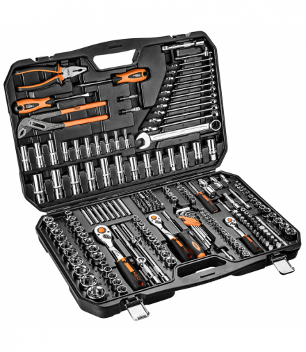 Klucze nasadowe 1/2", 3/8" , 1/4", zestaw 233 szt. GTX NEO Tools 10-078