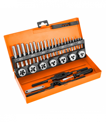 Narzynki i gwintowniki M3-M12, zestaw 32 szt. HSS w walizce GTX NEO Tools 12-915