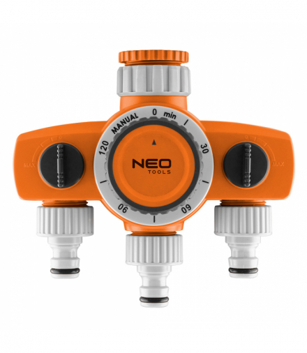 Rozdzielacz trójzaworowy, 2 wyjścia z blokadą, jedno z wyłącznikiem czasowym GTX NEO Tools 15-750